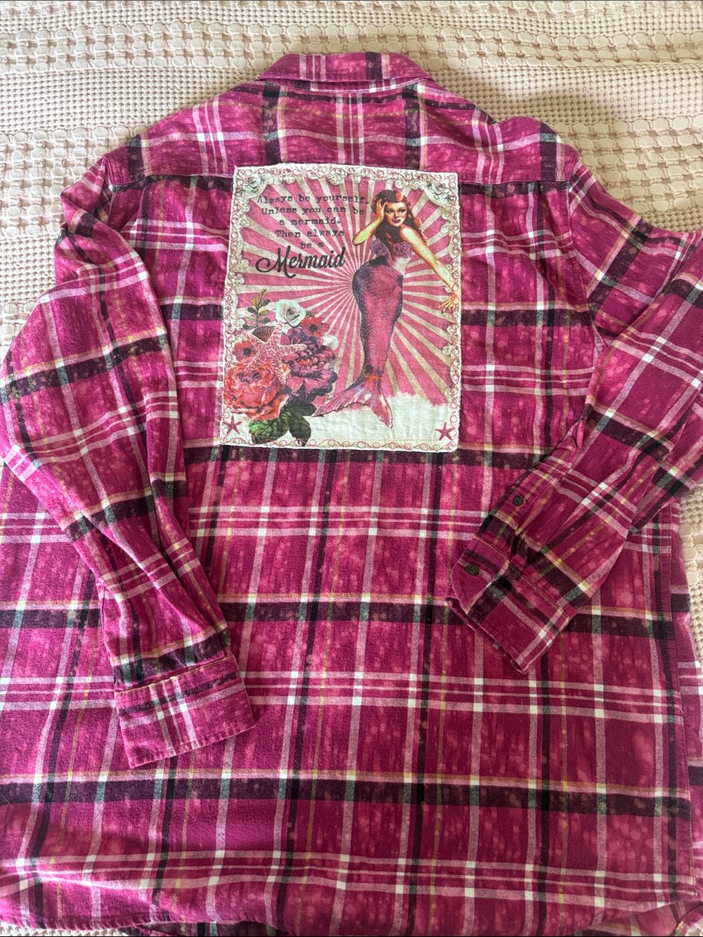 Angry Minnow Clothing CoPlaid flannel with Mermaid XXL